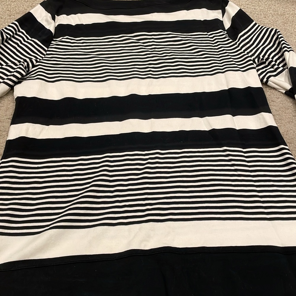 Preowned Talbot Black and White Striped Long Sleeve Top women size L - Picture 5 of 8